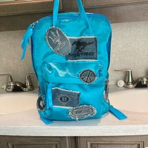 Hand Crafted Blue Backpack with Glossy Finish